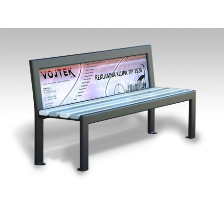 TYPE 3526 BENCH ALUMINIUM WITH ADVERTISING SPACE