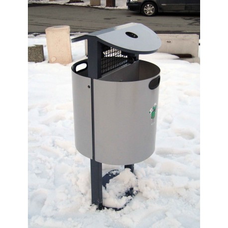 TYPE 2011 TRASH CAN DOUBLE SEMI ROUND WITH ASHTRAY